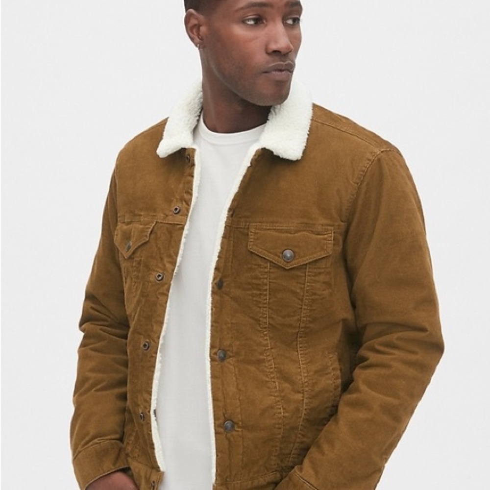 GAP Palomino Brown Sherpa-Lined Corduroy Jacket